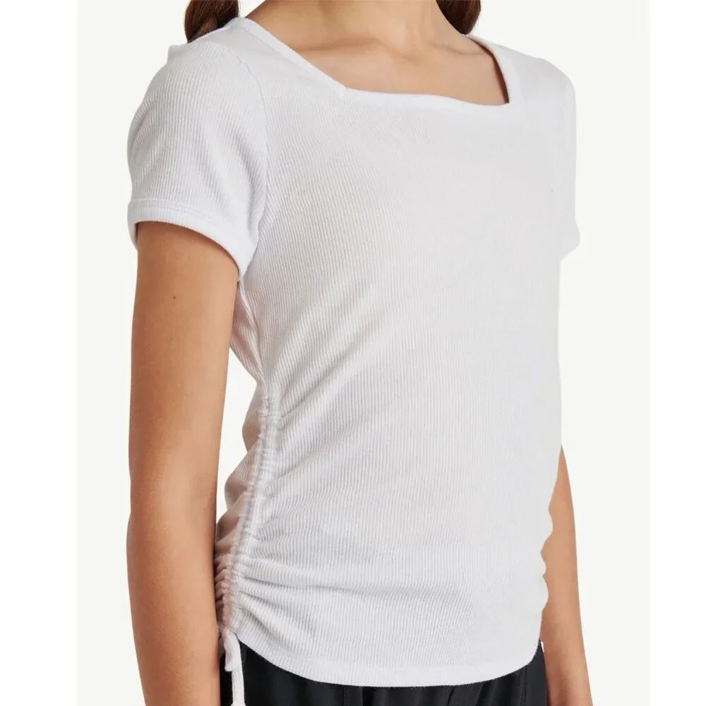 JUSTICE Square Neck White Top GIRLS SIZE XL PLUS 16P-18P NEW